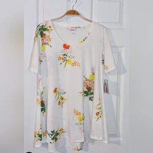 LULAROE‎ MARIANNE WHITE FLORAL PERFECT SWING TEE SPRING COMFY SIZE MEDIUM NWT